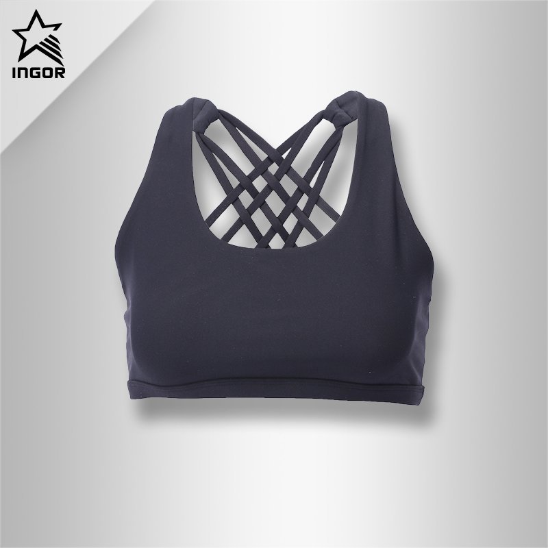 INGOR Fashion Black Padded Yoga Sports Bra Tops For Women JKB012 Sports bra image1